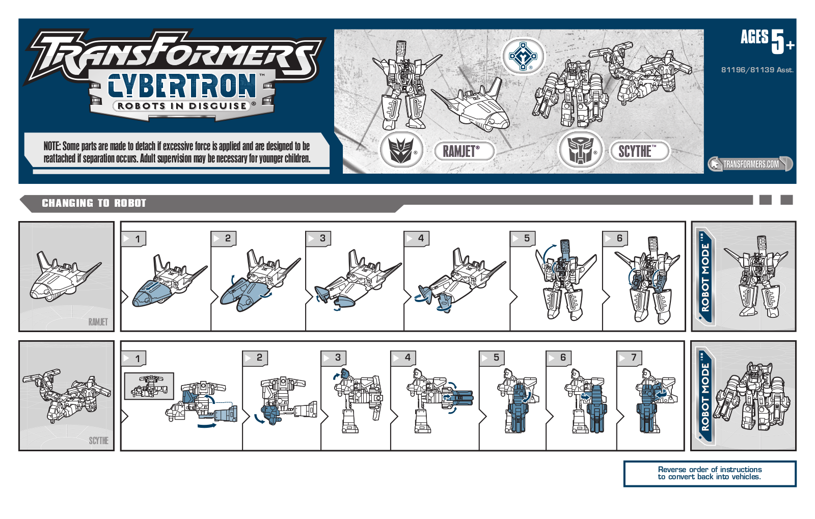 HASBRO Transformers Cybertron Scythe and Ramjet User Manual