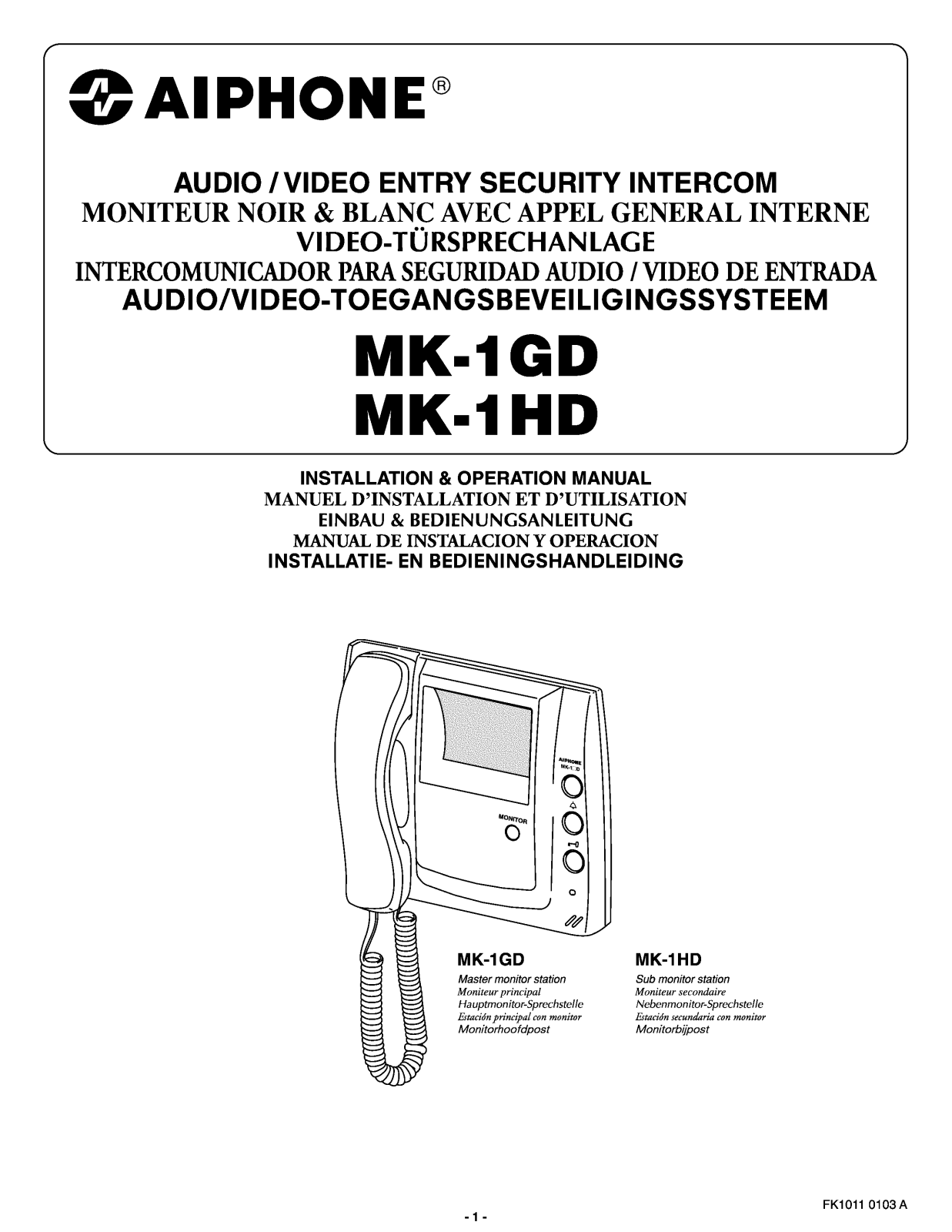 Aiphone Mk-1hd, Mk-1gd User Manual