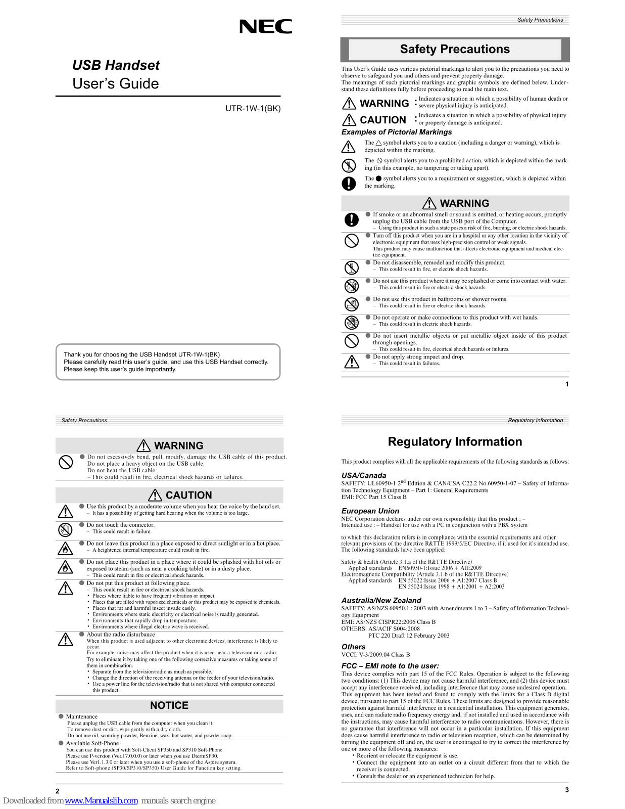 NEC UTR-1W-1(BK) User Manual