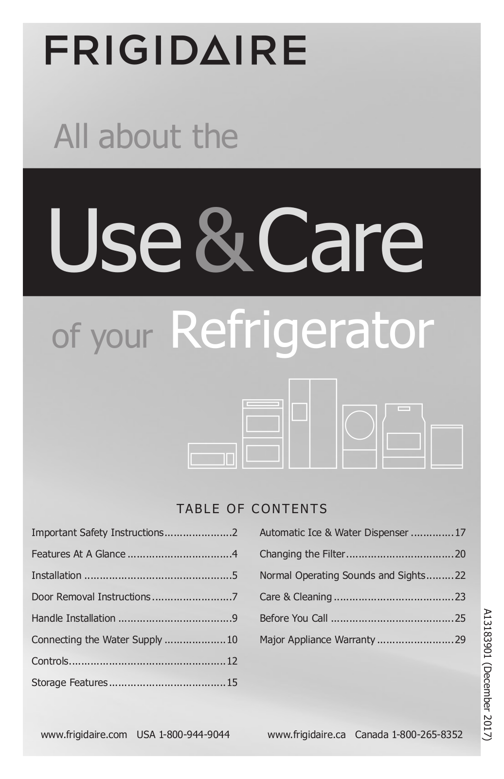 Frigidaire LFSC2324VF1, LFSC2324VF0, FFSC2323TS4, FFSC2323TS3 Owner’s Manual