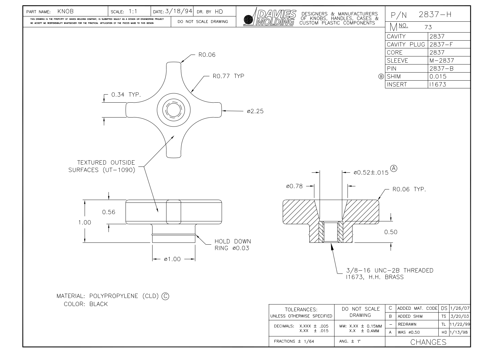 Davies Molding 2837-H Reference Drawing