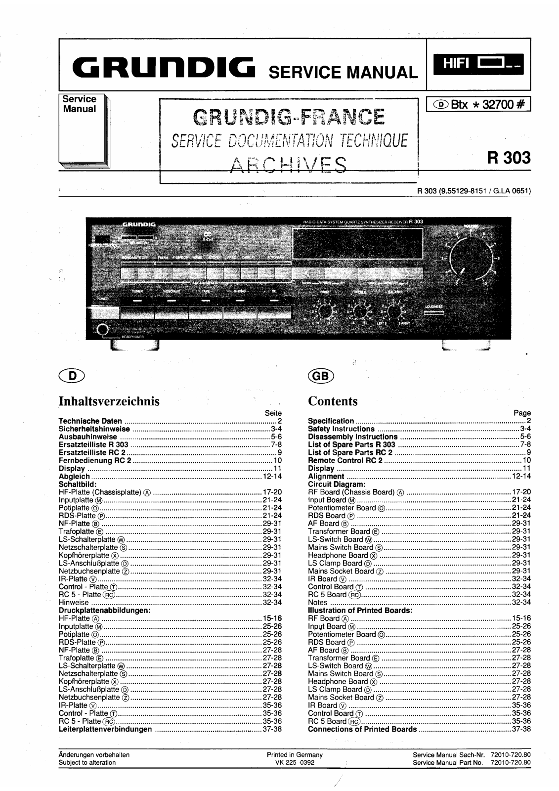 Grundig R-303 Service Manual