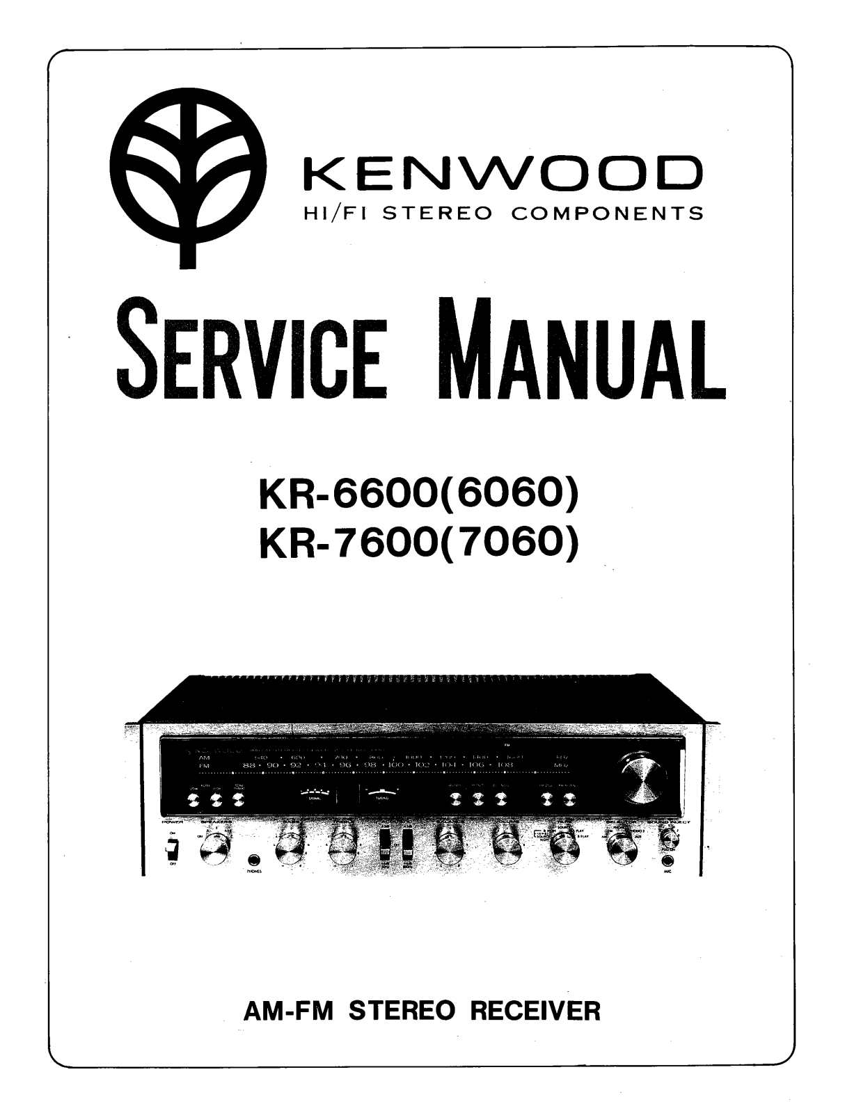 Kenwood kr 7060, kr 7600 Service Manual