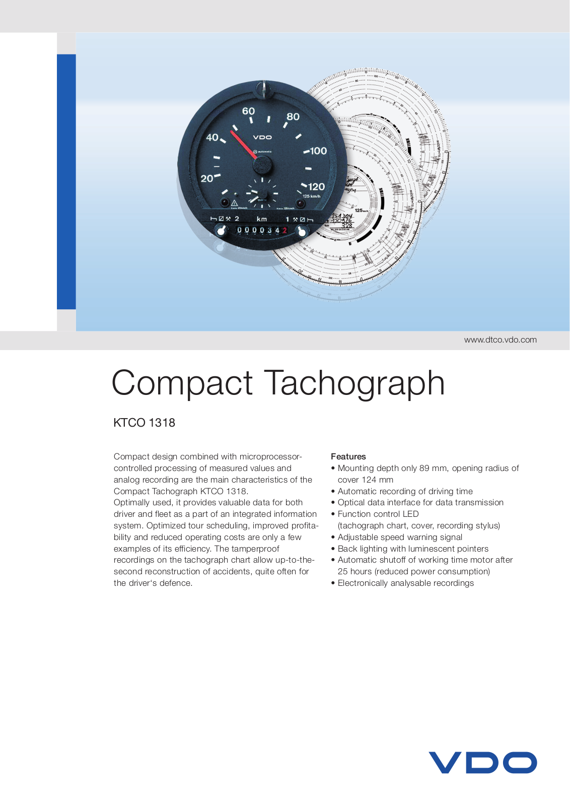 Vdo COMPACT TACHOGRAPH KTCO 1318 User Manual