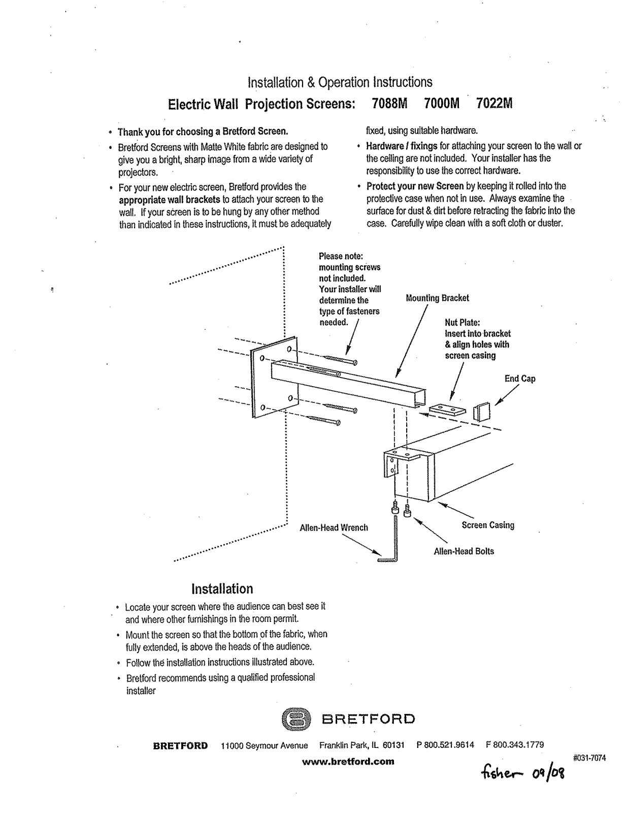 Bretford 7088M User Manual