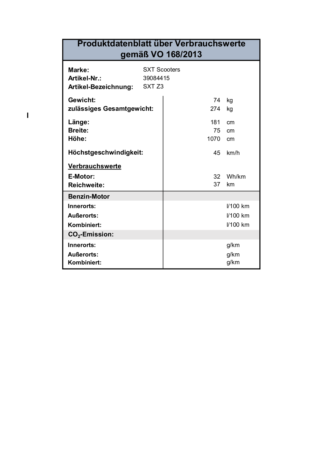 SXT Scooters SXT Z3 Technical data - ManualMachine.com