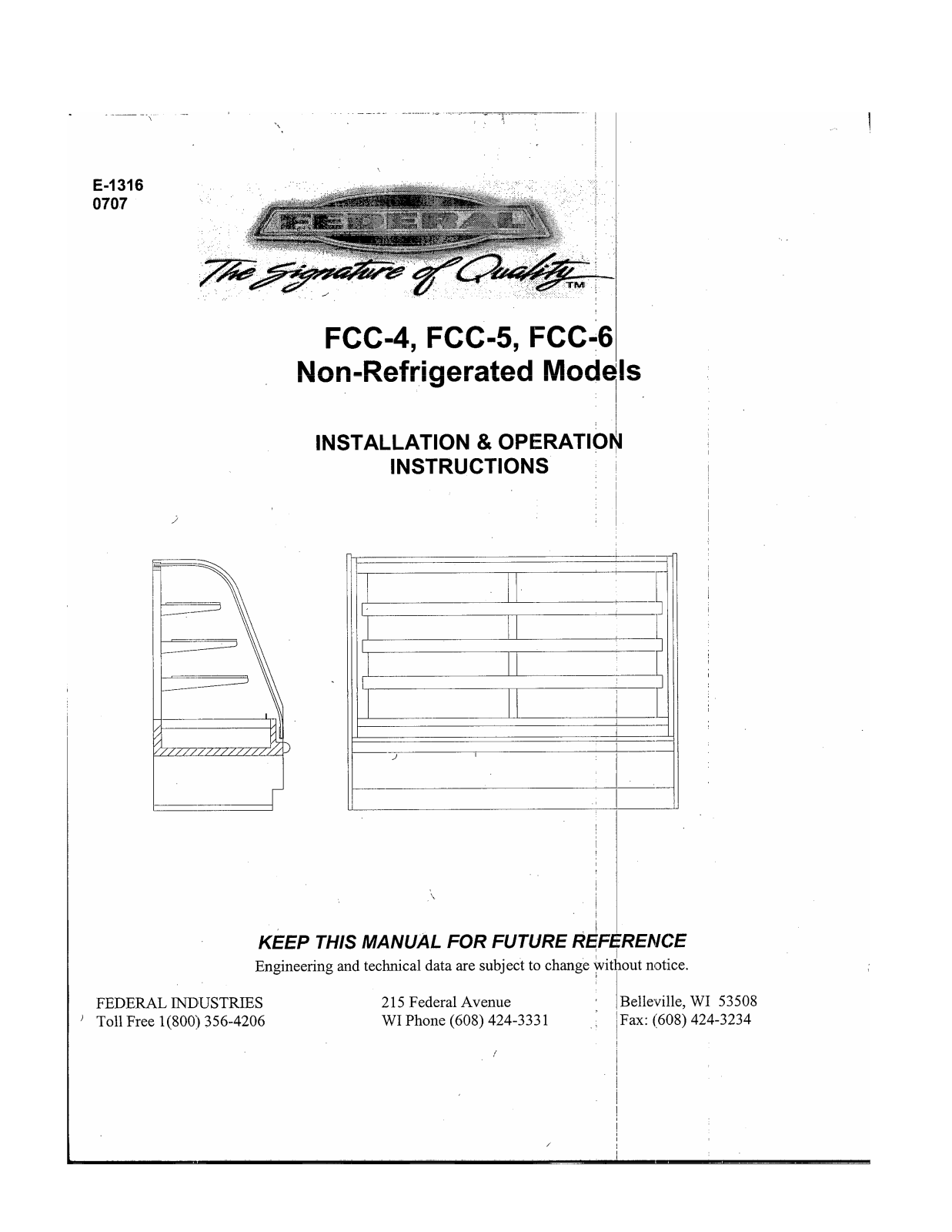 Federal Industries FCC-4 Installation  Manual