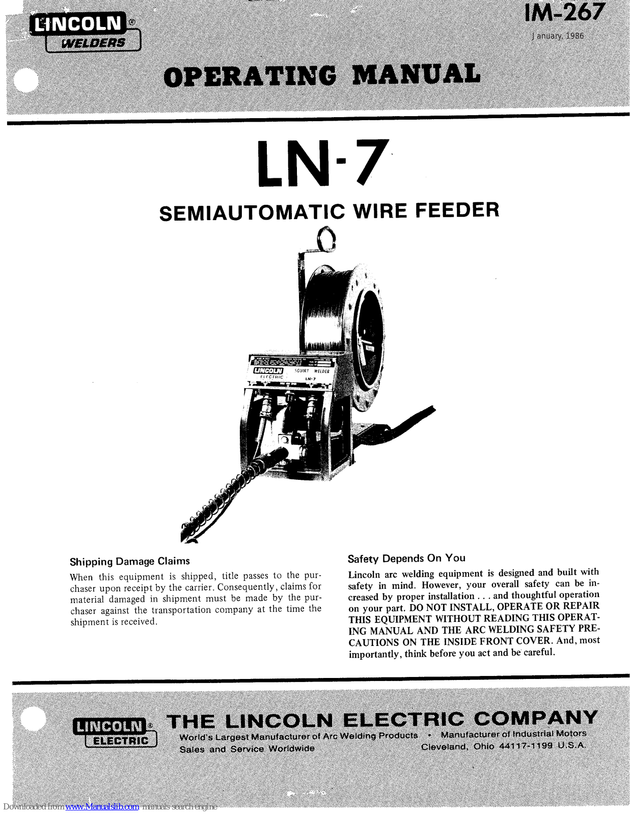 Lincoln Electric IM-267, LN-7 Operating Manual