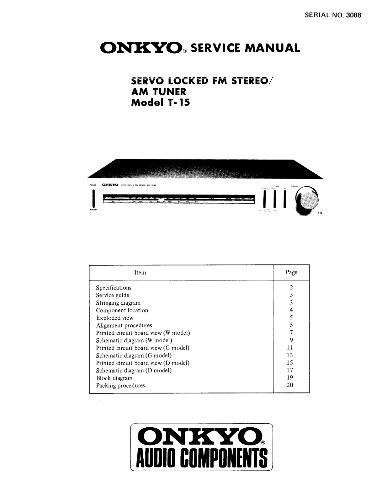 Onkyo T-15 Service manual