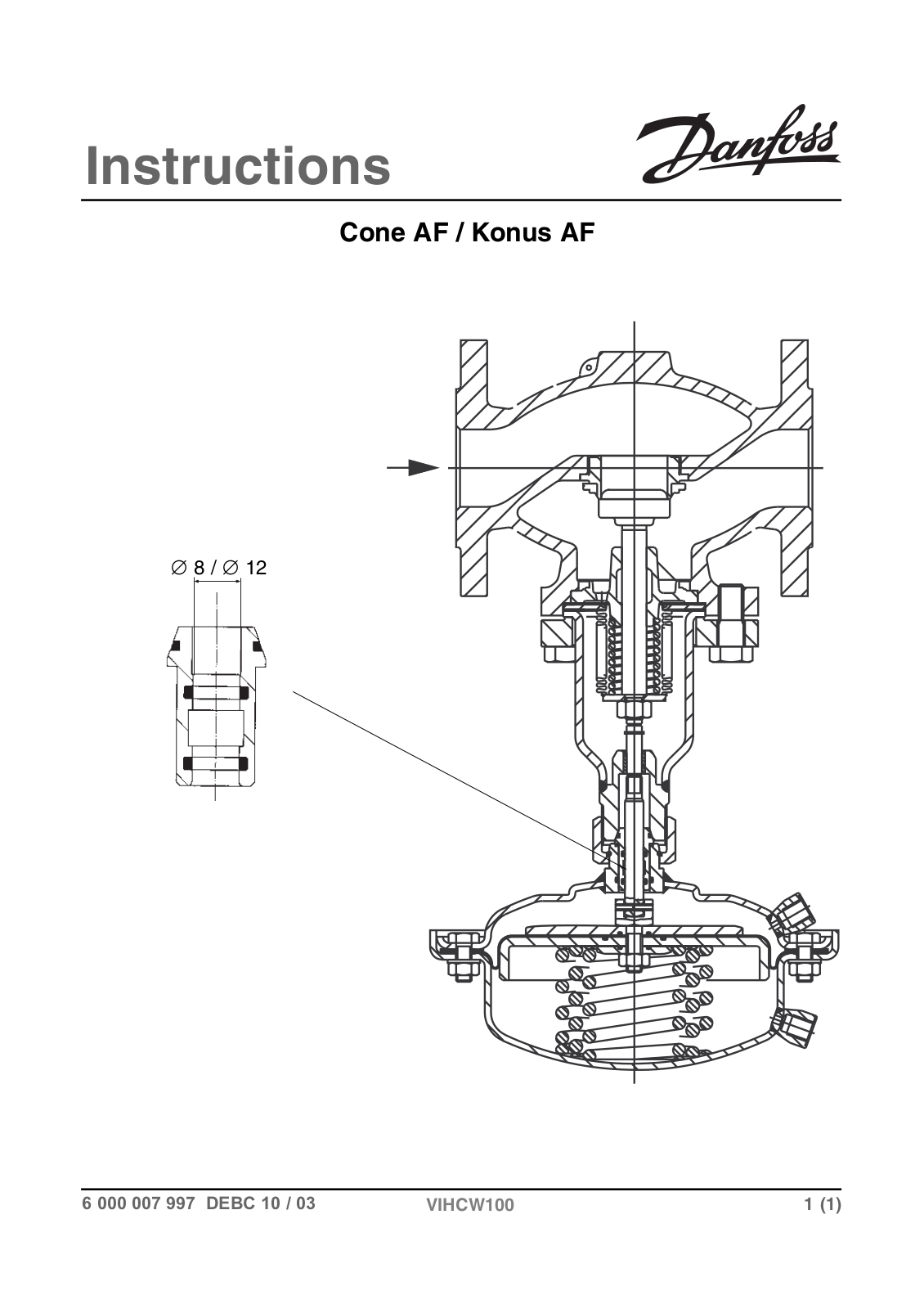 Danfoss Cone AF, Konus AF Installation guide