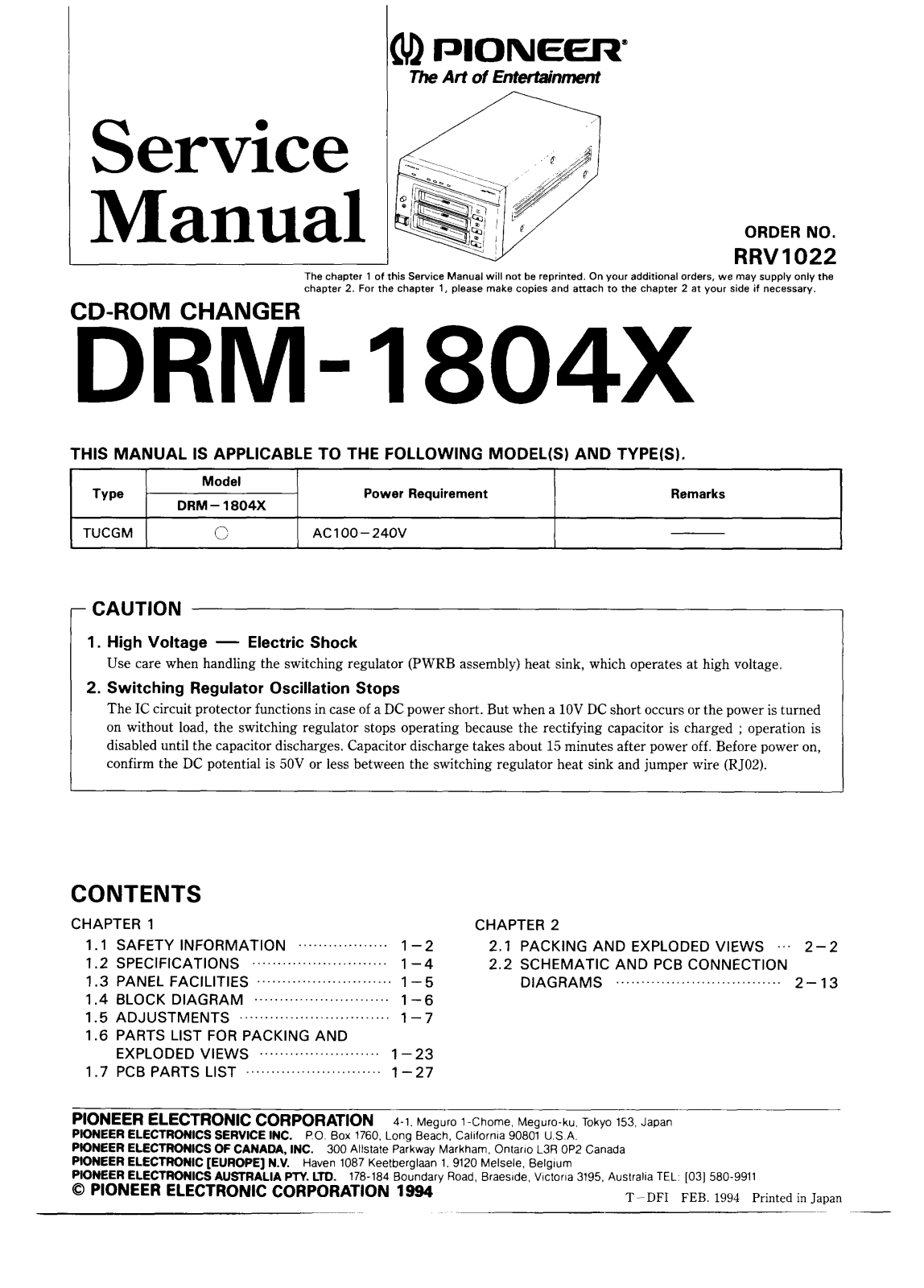 Pioneer DRM-1804-X Service manual