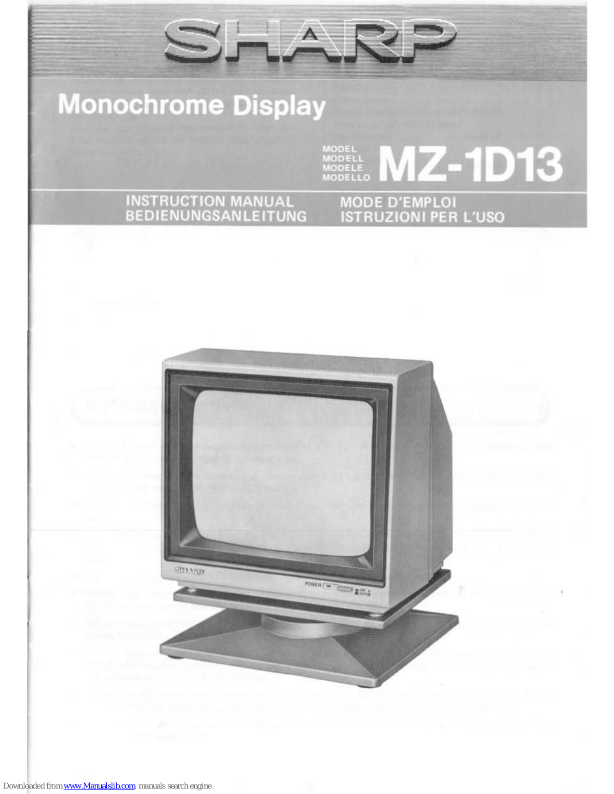 Sharp MZ-1D13 Instruction Manual - ManualMachine.com
