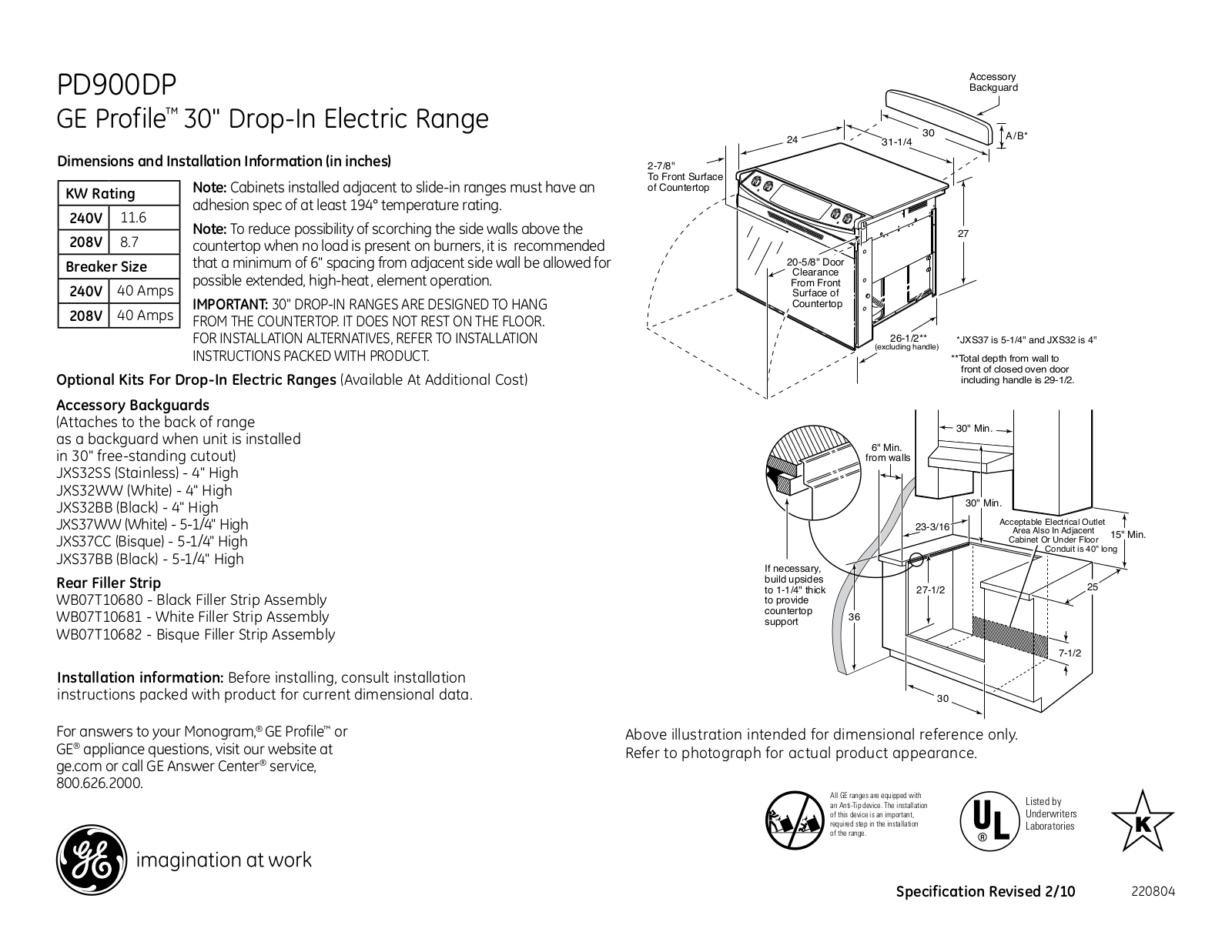 General Electric PD900DPBB User Manual