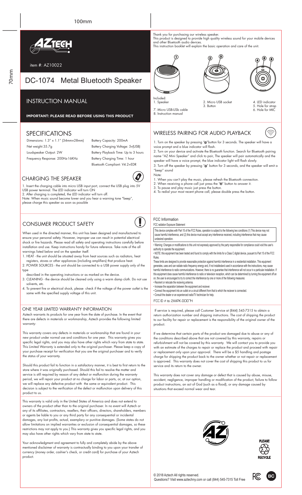 KINGSUN DC1074 Users Manual