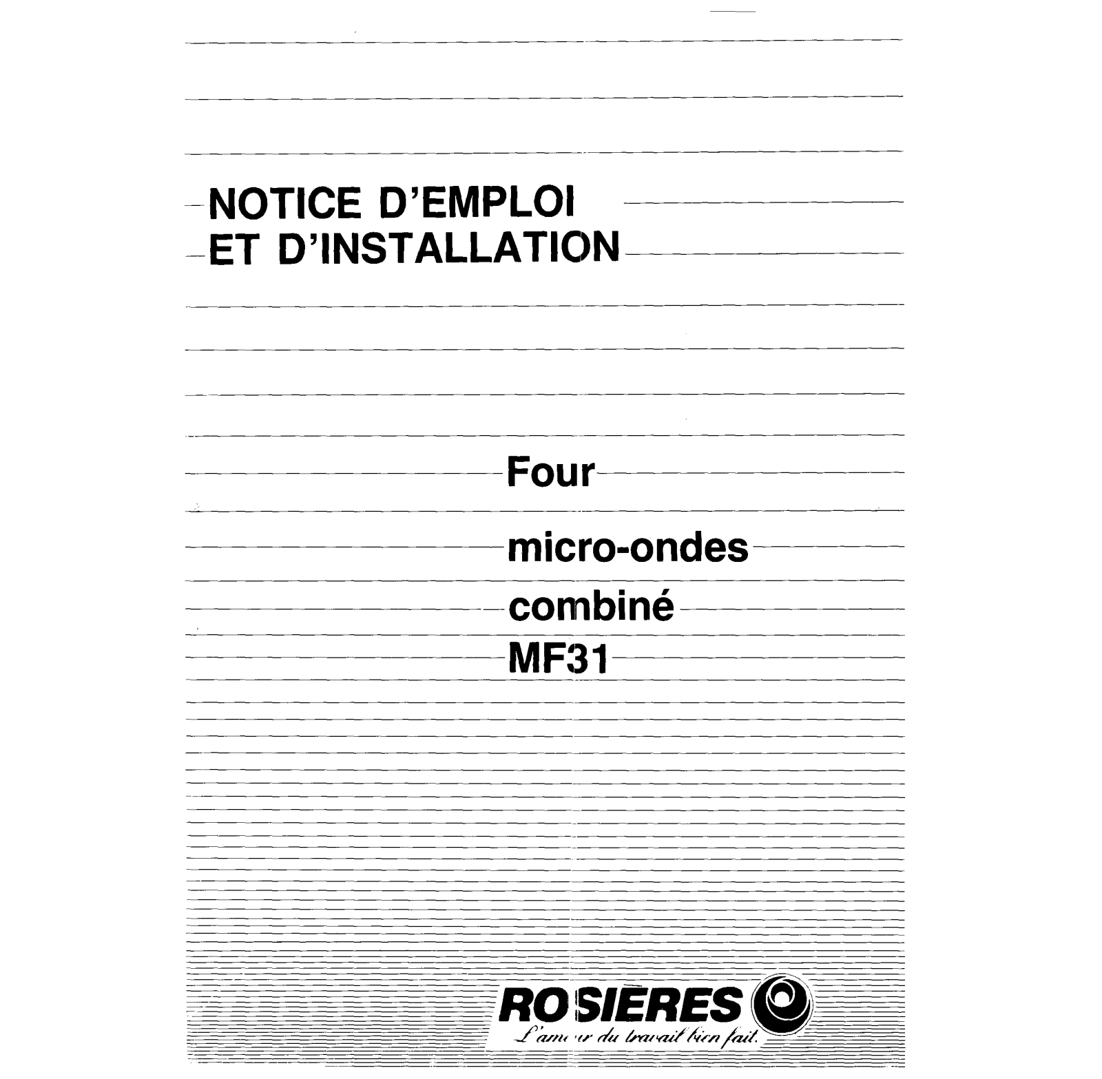 Rosieres MF 31 User Manual