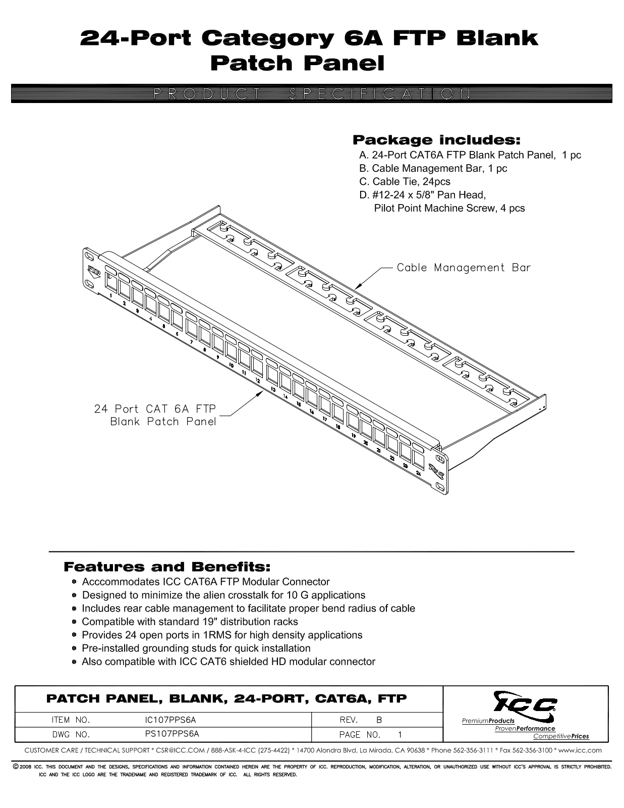 ICC IC107PPS6A Specsheet