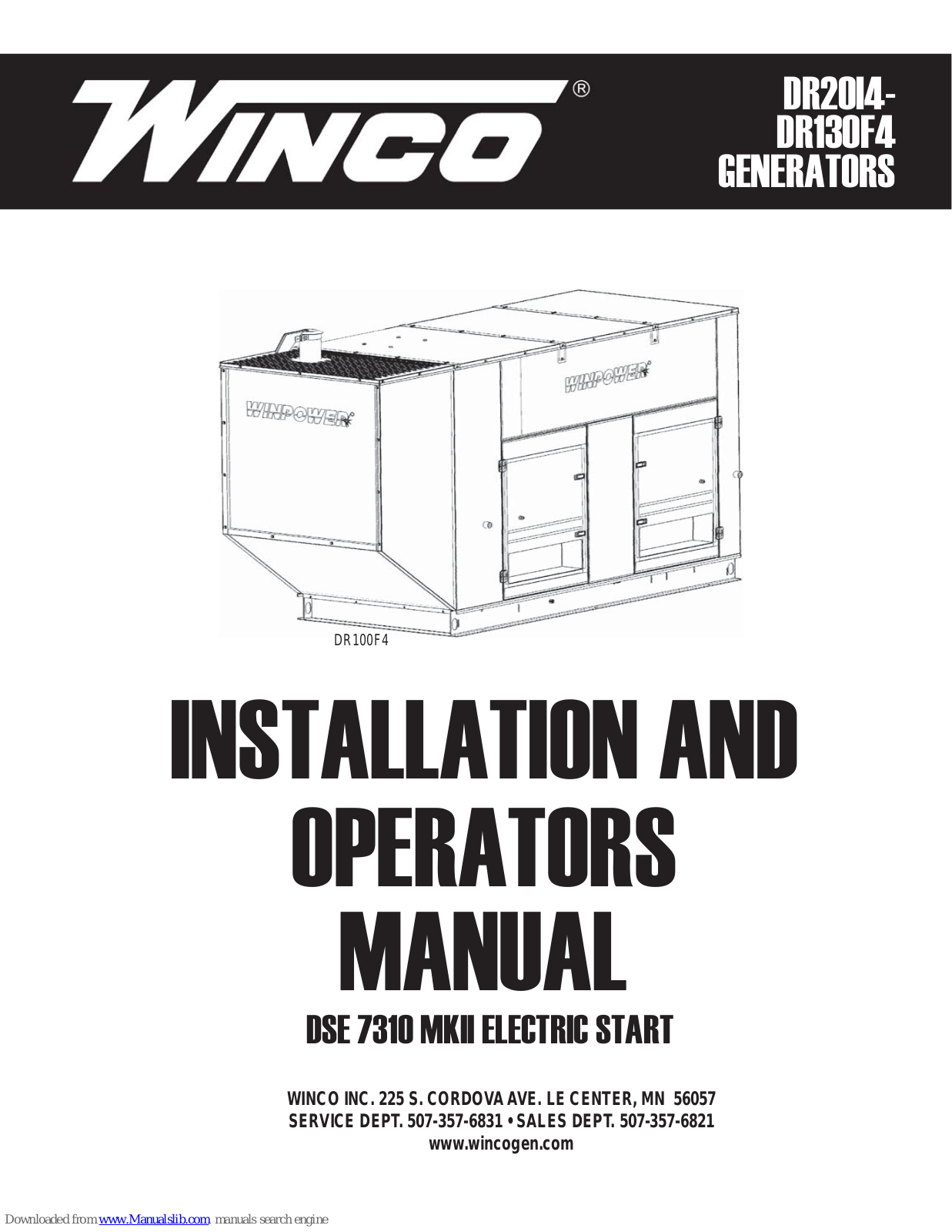 Winco DR20I4, DR65F4, DR45F4, DR30I4, DR90F4 Installation And Operator's Manual