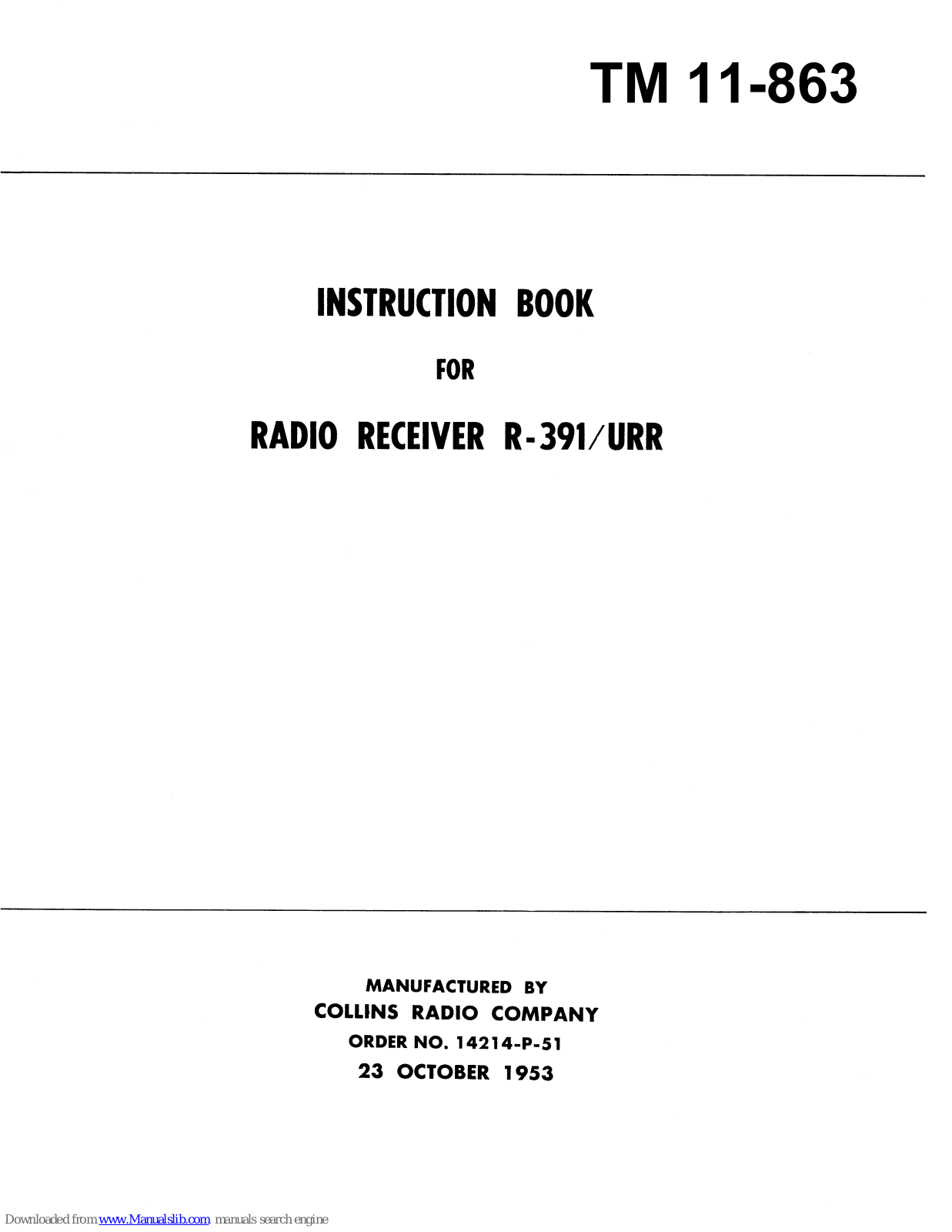 Collins TM 11-863 Instruction Manual