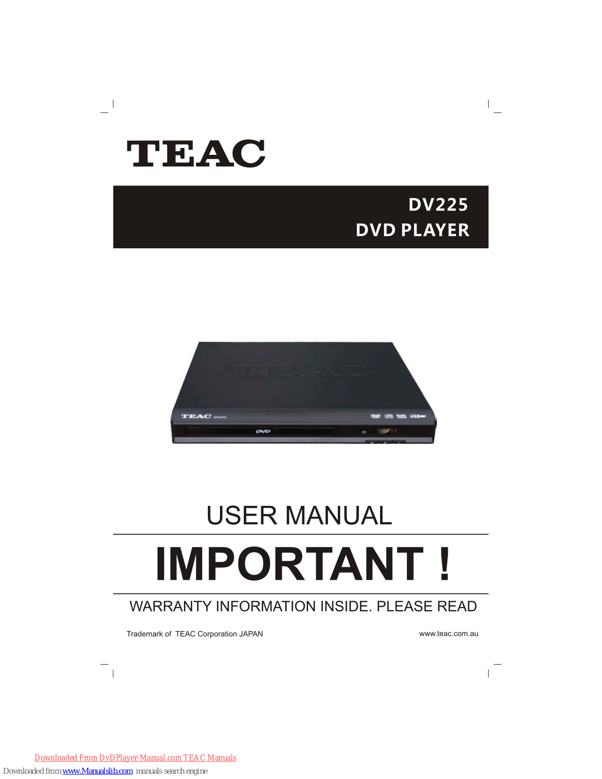 Teac DV225, mcd62ip, DV5199 User Manual