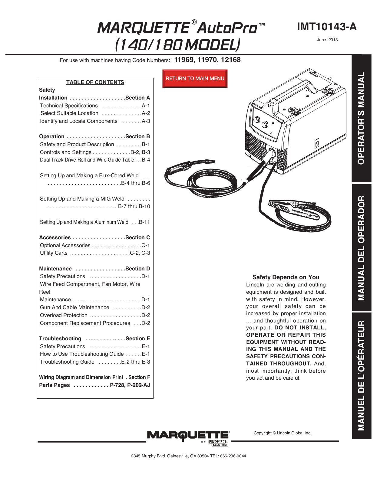 Lincoln Electric IMt10143 User Manual