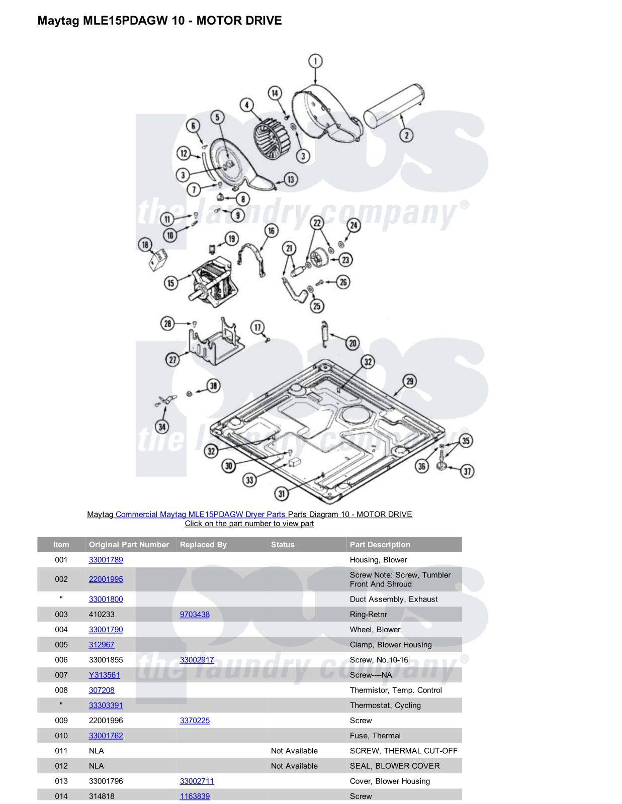 Maytag MLE15PDAGW Parts Diagram