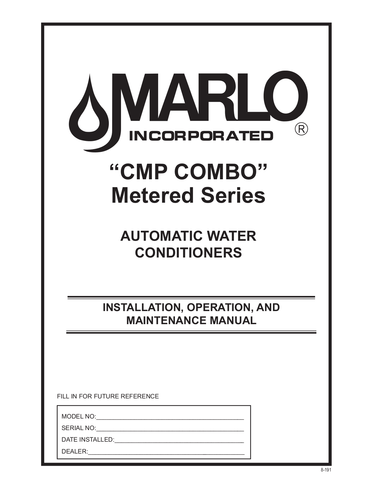 Marlo Incorporated CMP Combo, CMP-30 Combo, CMP-45 Combo, CMP-60 Combo Maintenance Manual - ManualMachine.com