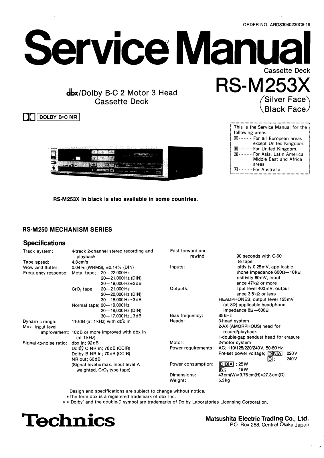 Technics RS-M-253-X Service Manual