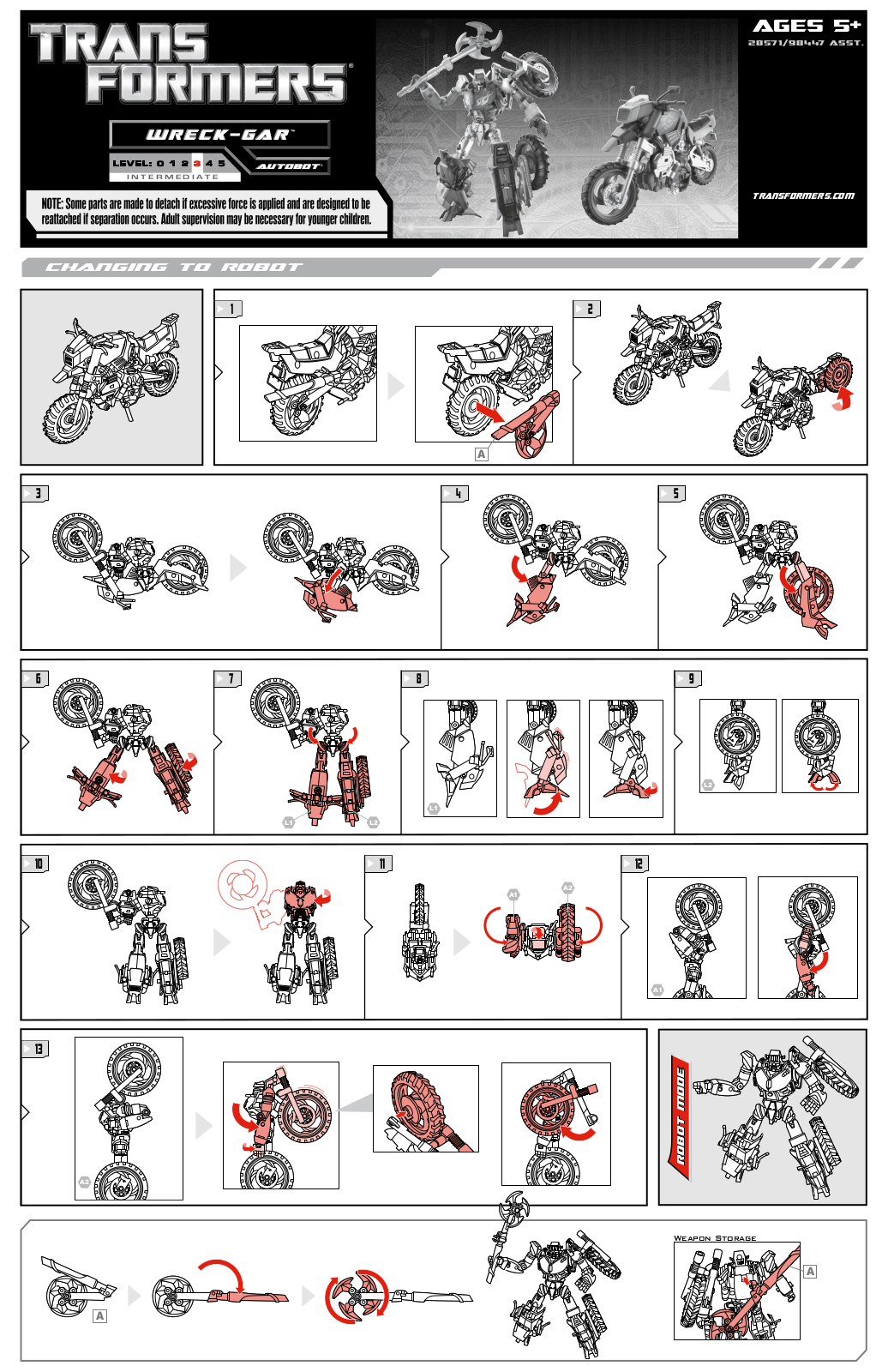 HASBRO Transformers Wreck Gar Deluxe User Manual