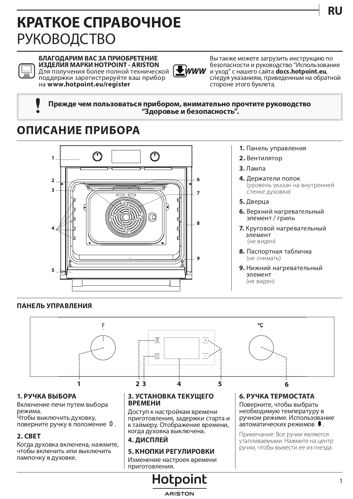 HOTPOINT/ARISTON FA4 841 JC IX HA Daily Reference Guide