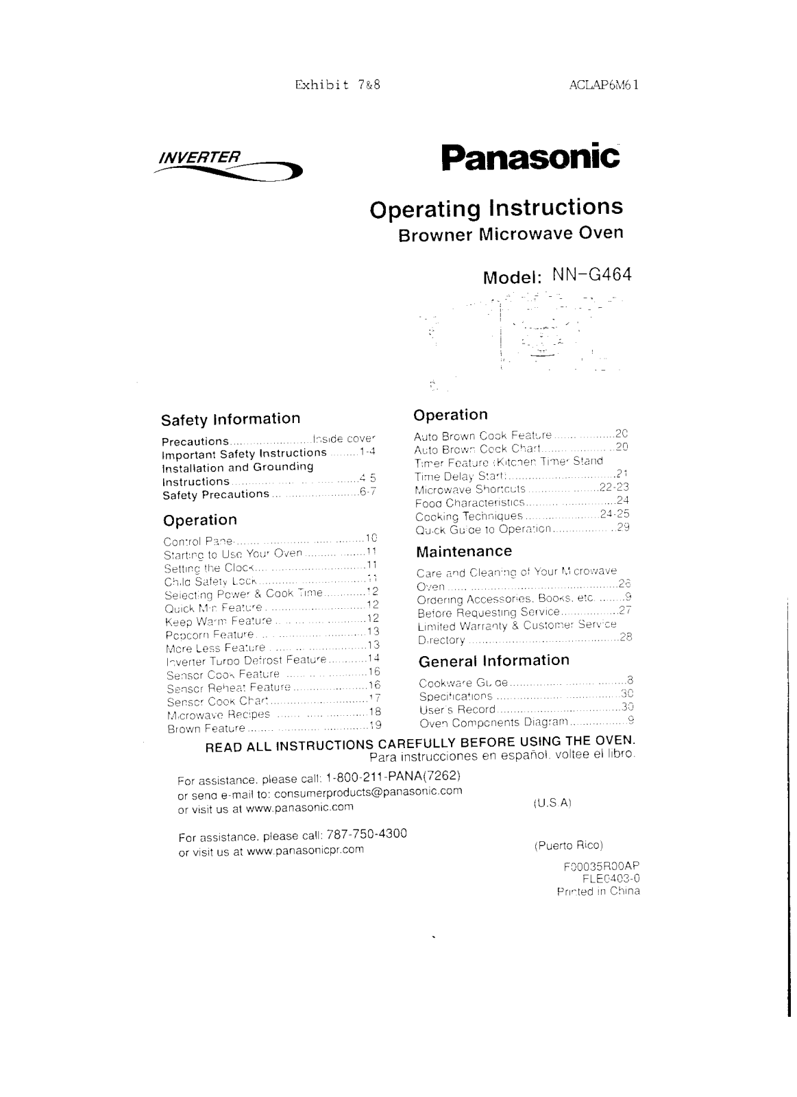 Panasonic AP6M61 Owners Manual