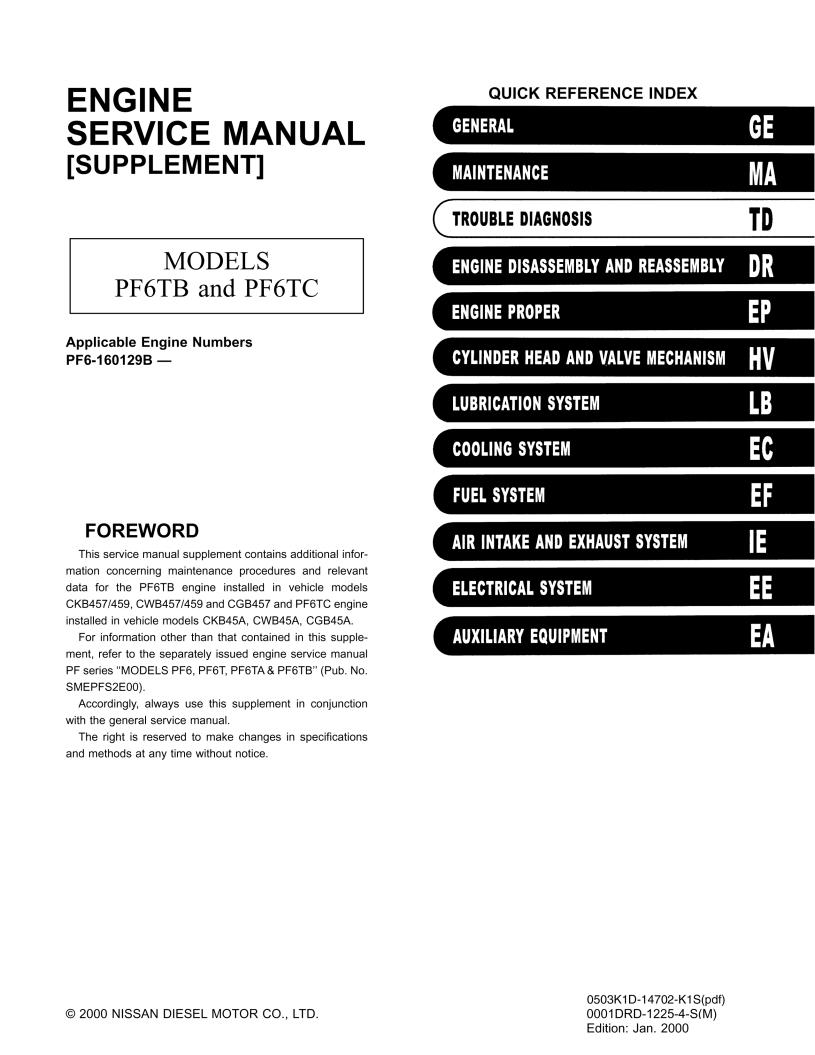 Nissan PF6TB, PF6TC Service Manual