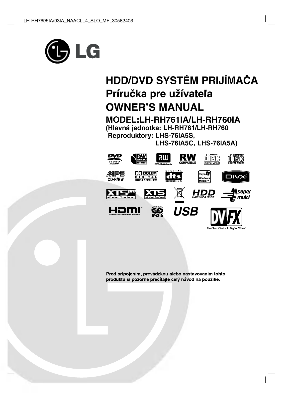 LG LH-RH7695IA User manual