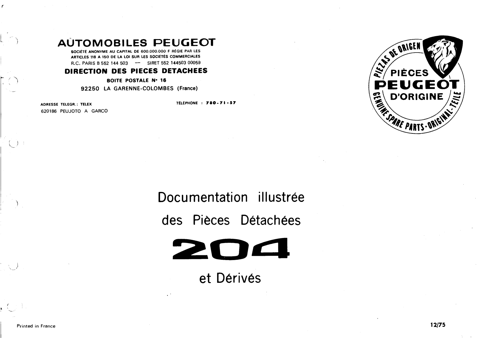 Peugeot 204 User Manual