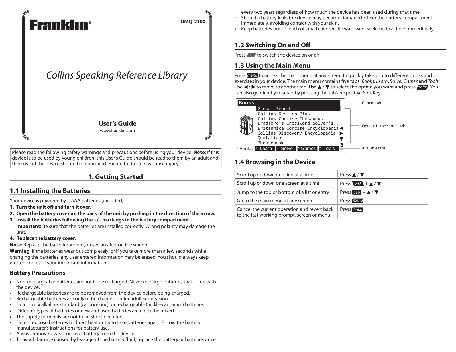 Franklin DMQ-2100 User Manual