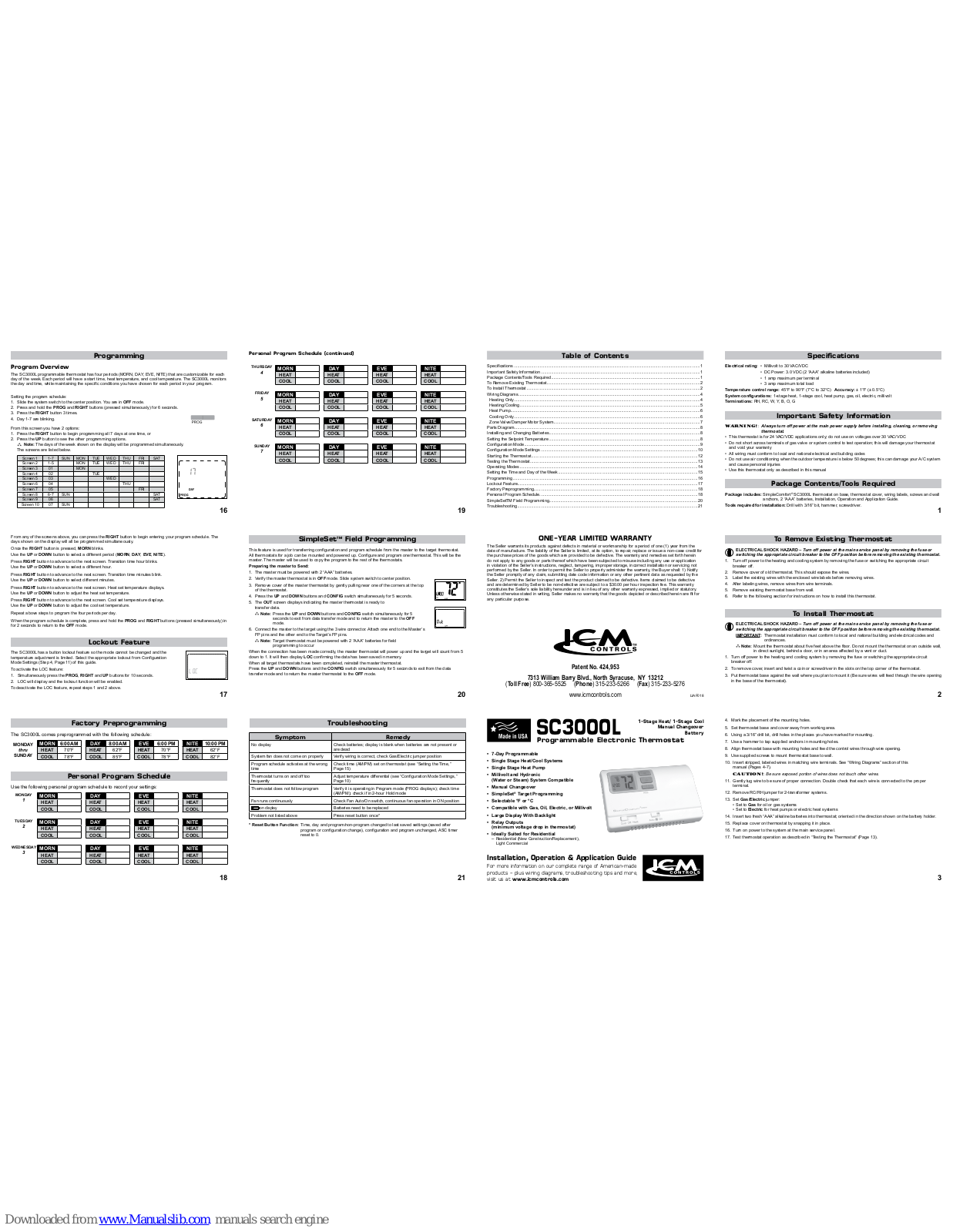 ICM Controls SC3000L Installation, Operation & Application Manual