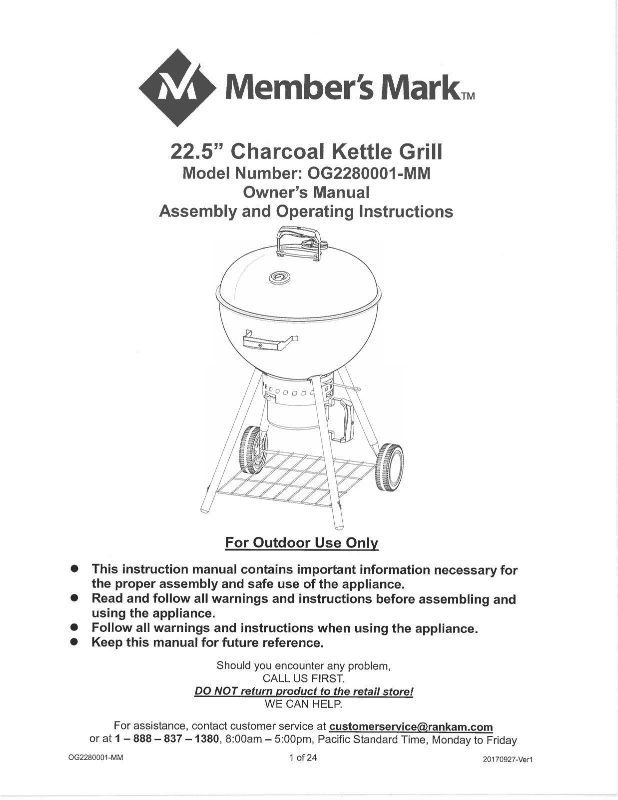 Members Mark Og2280001-mm Owner's Manual