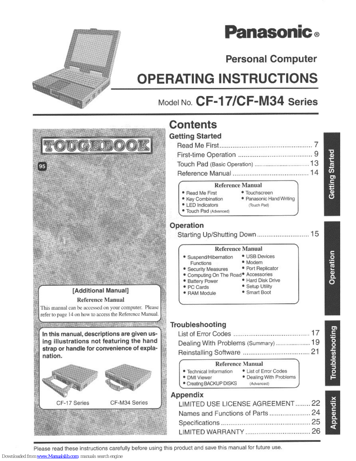 Panasonic CF-M34CGFZKM, CF-M34RHFZQM, CF-M34JA2BEM, CF-M34NPFZPM, CF-M34T42AAM User Manual