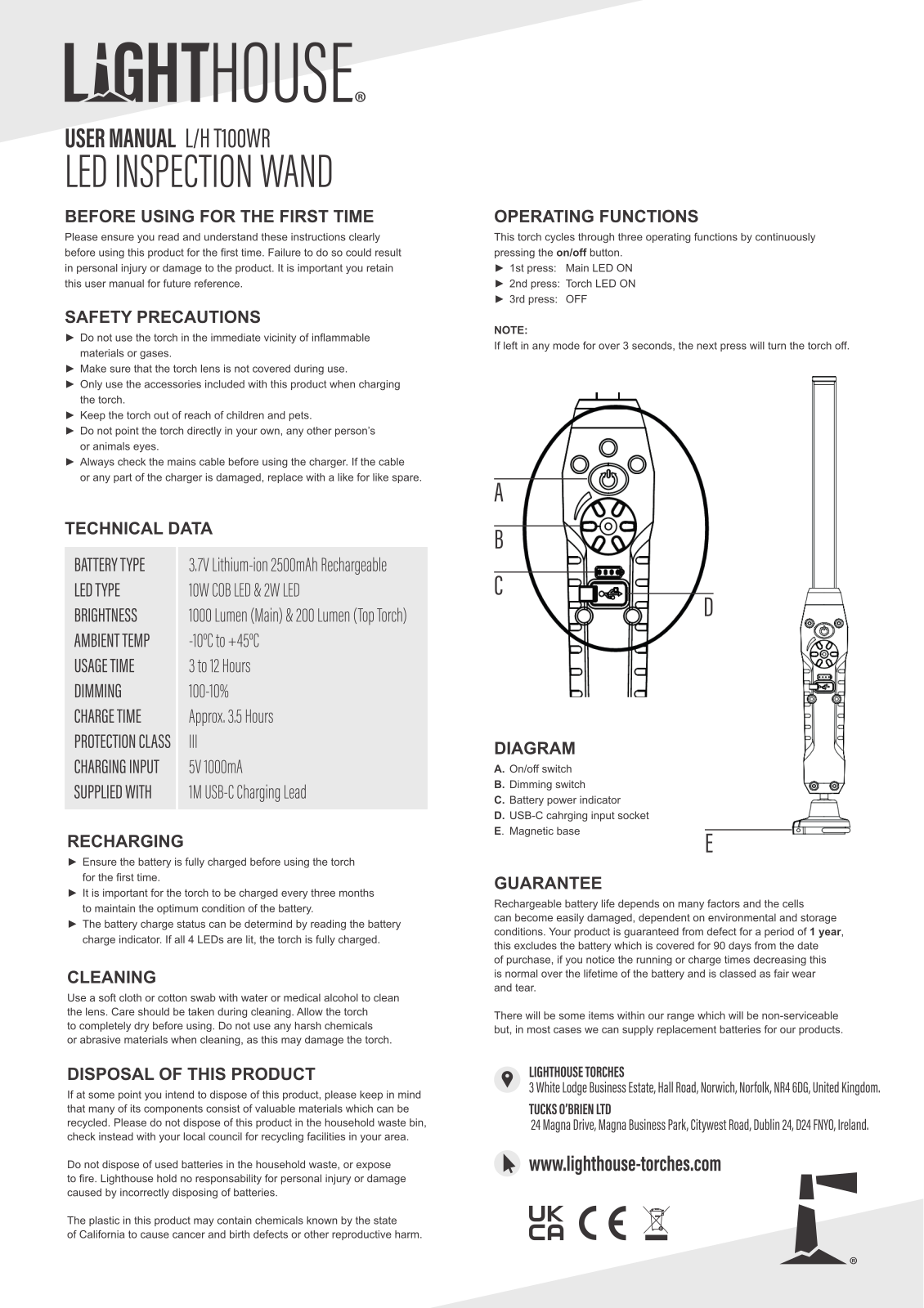 Lighthouse T100WR User guide - ManualMachine.com