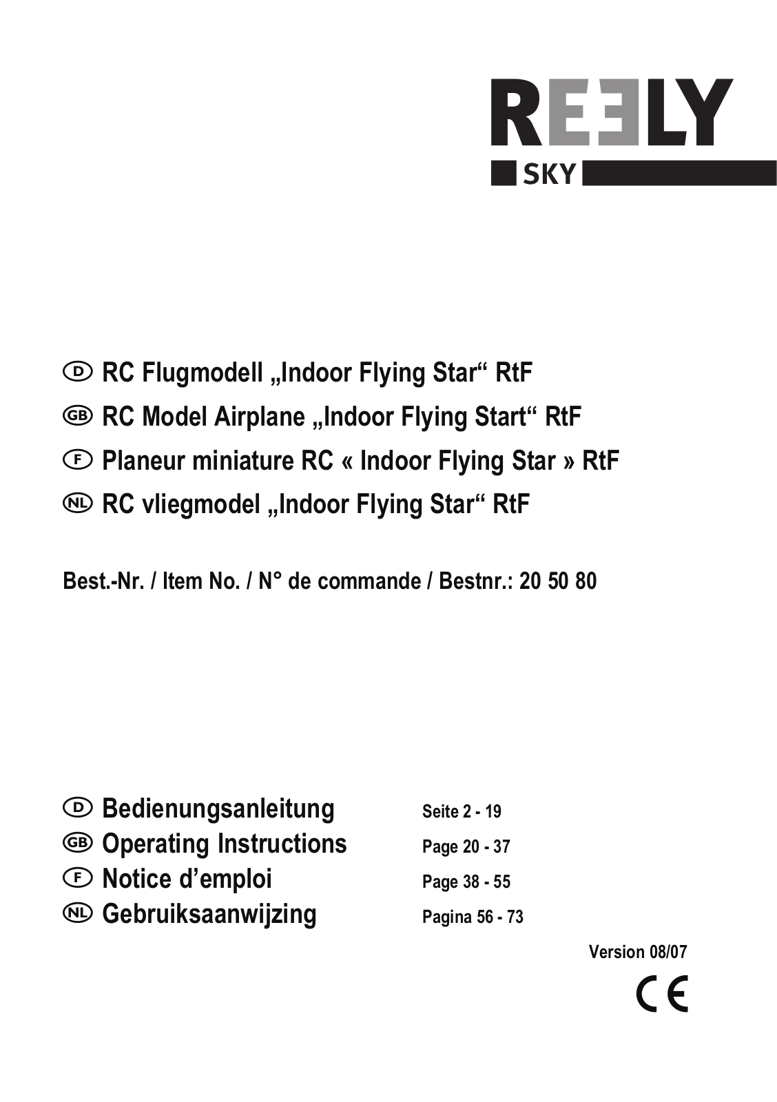 Reely Indoor Flying Star User guide