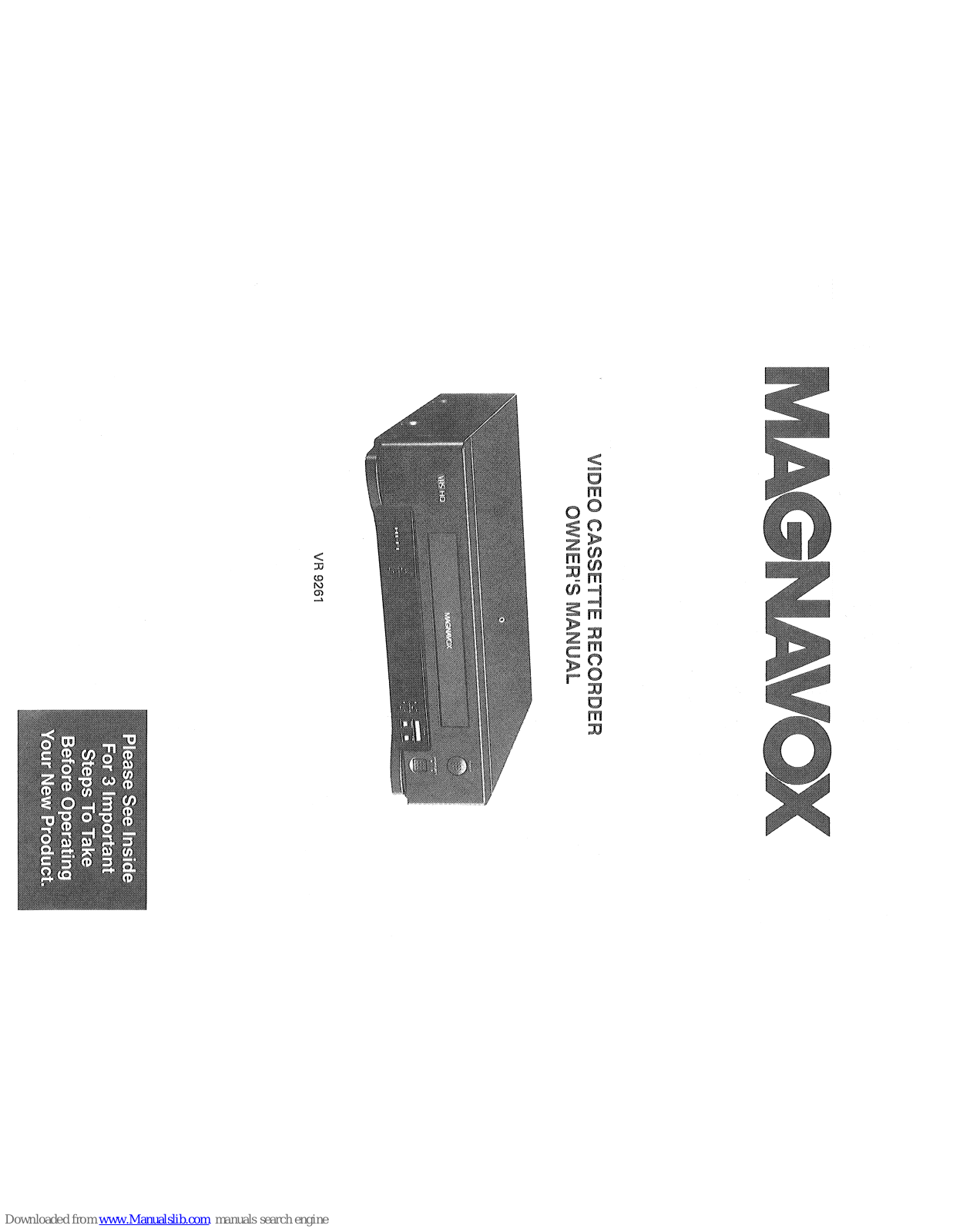 Magnavox VR9261AT, VR9261AT98, VR9261AT99 - Vcr Hifi Owner's Manual