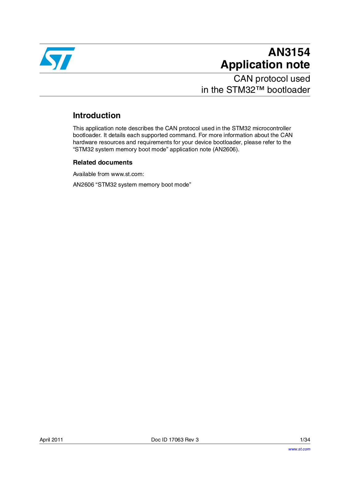 ST AN3154 Application note