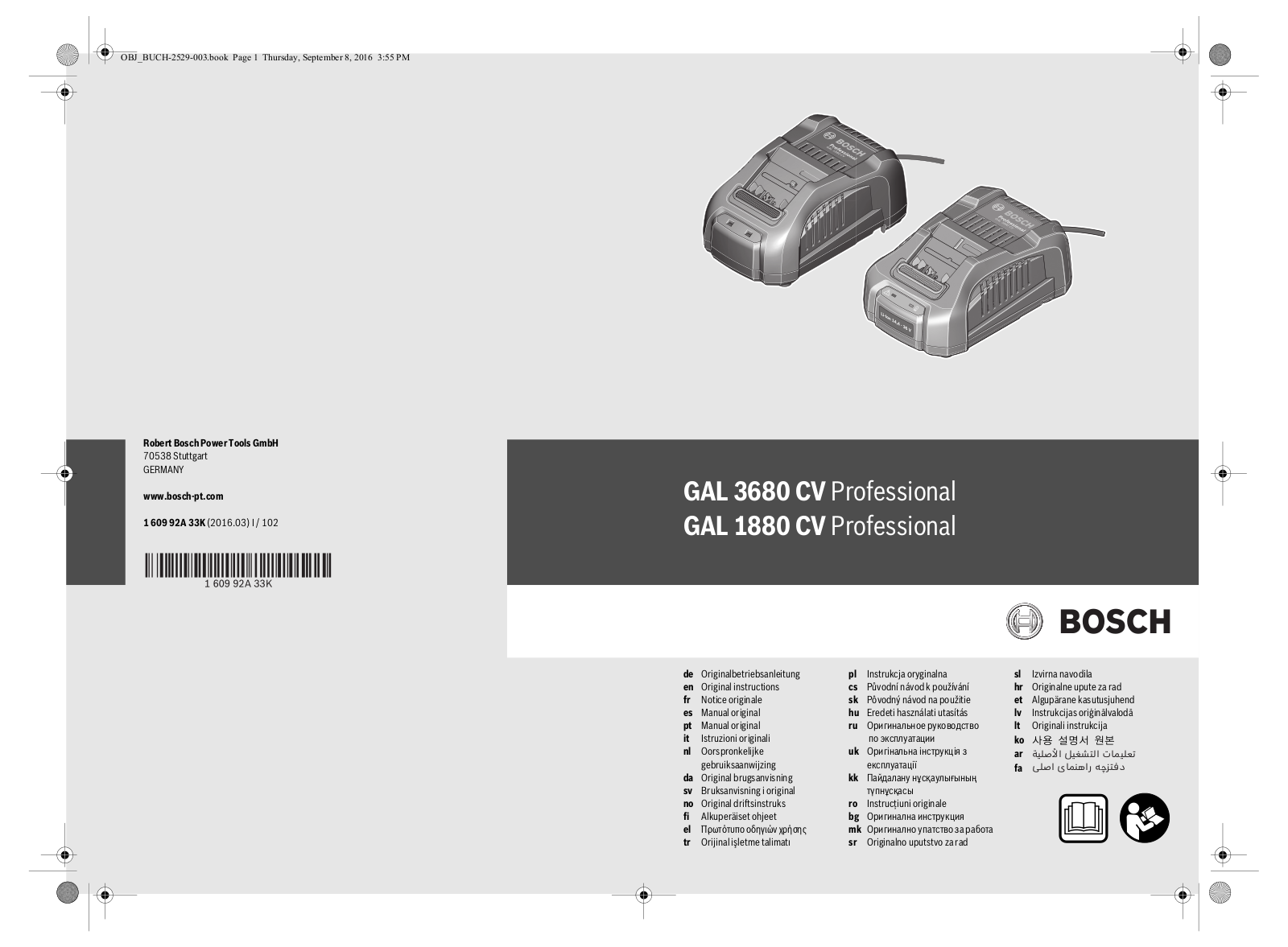 Bosch GAL 3680 CV, GAL 1880 CV Service Manual