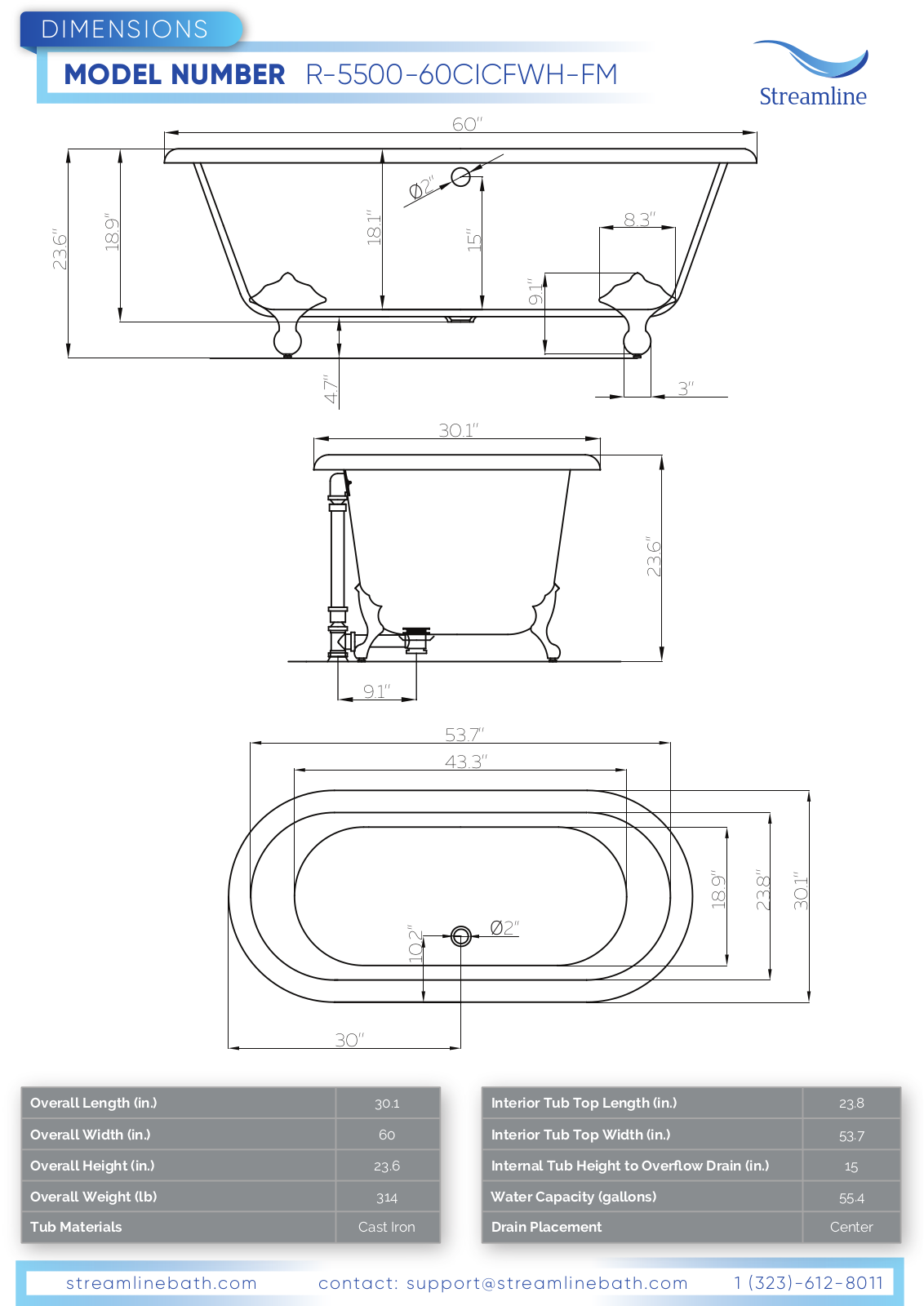 Streamline RH5500WHCH140 Specifications