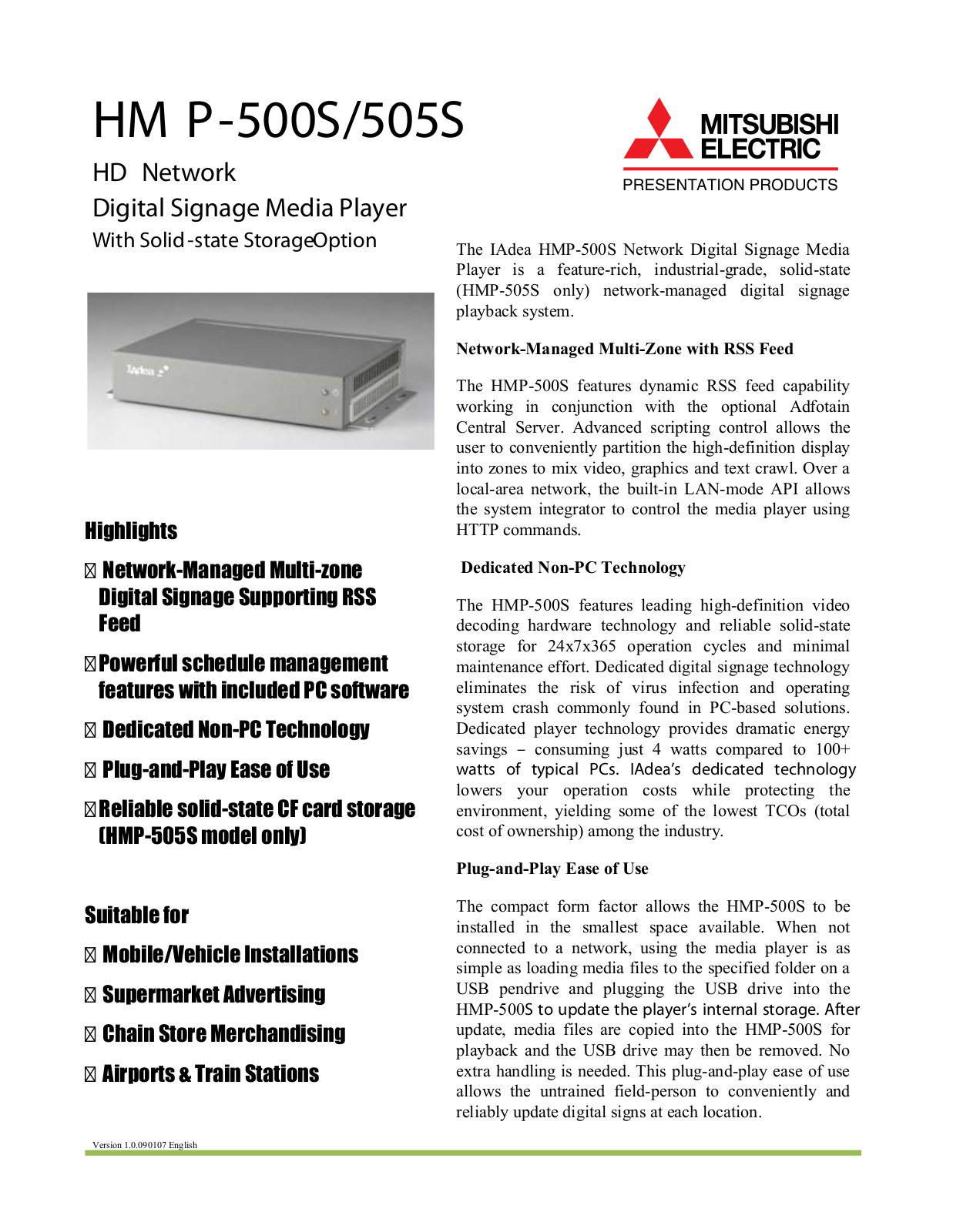 Mitsubishi 720P DATASHEET