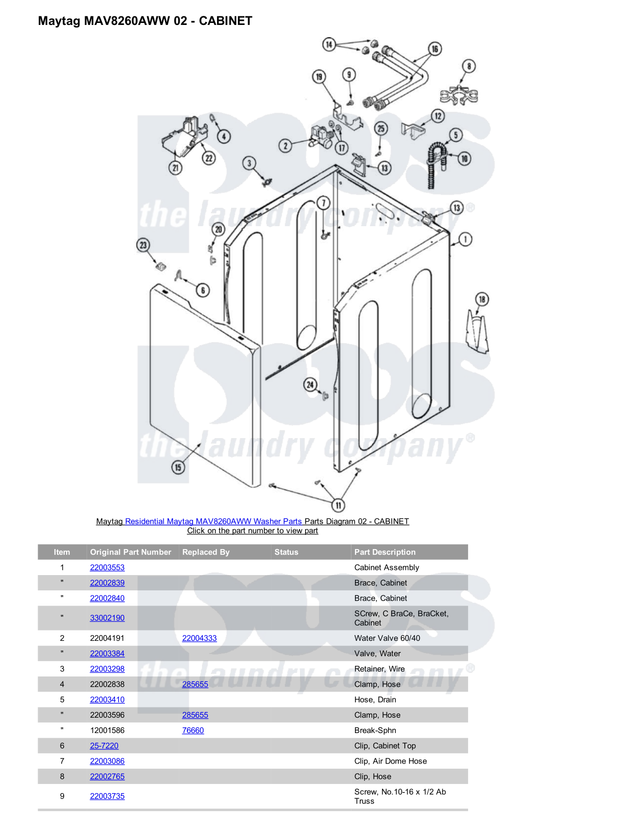 Maytag MAV8260AWW Parts Diagram