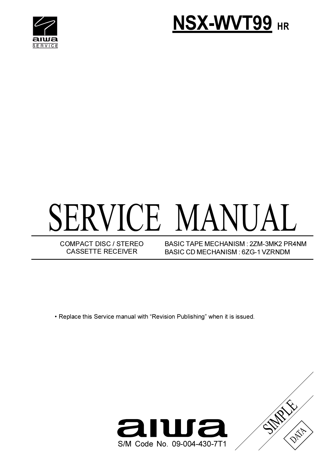 Aiwa NSX-WVT99 Service Manual