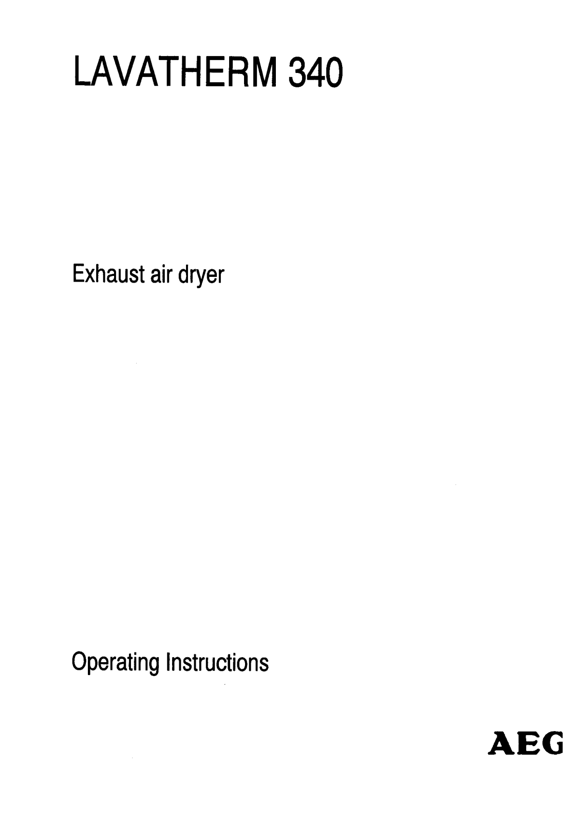 AEG Lavatherm 340 w, Lavatherm 340 A User Manual