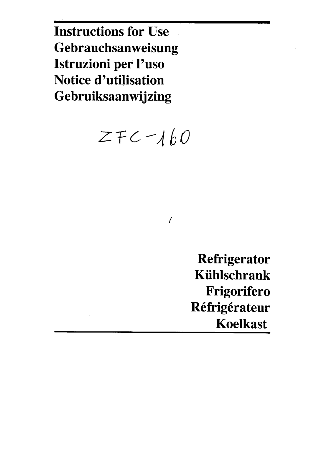 Zanussi ZFC160 User Manual