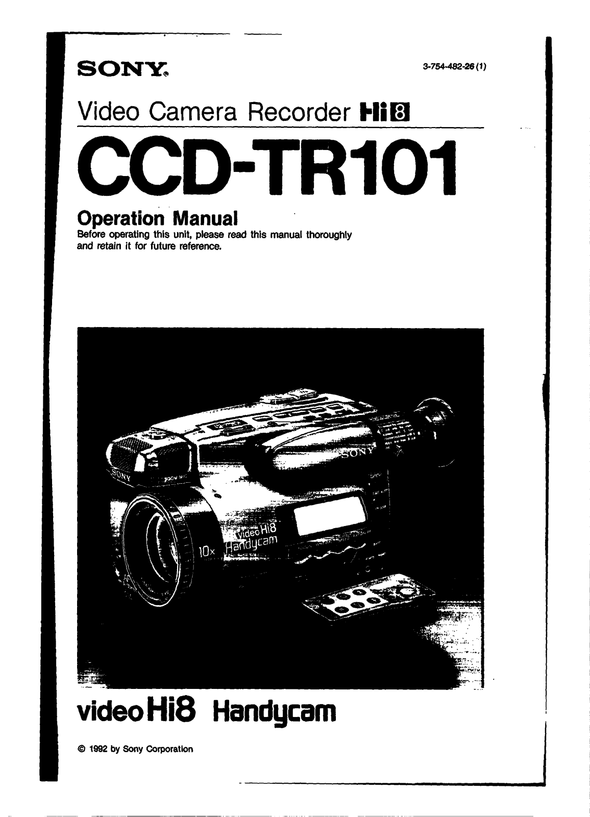 Sony CCD-TR101 User Manual