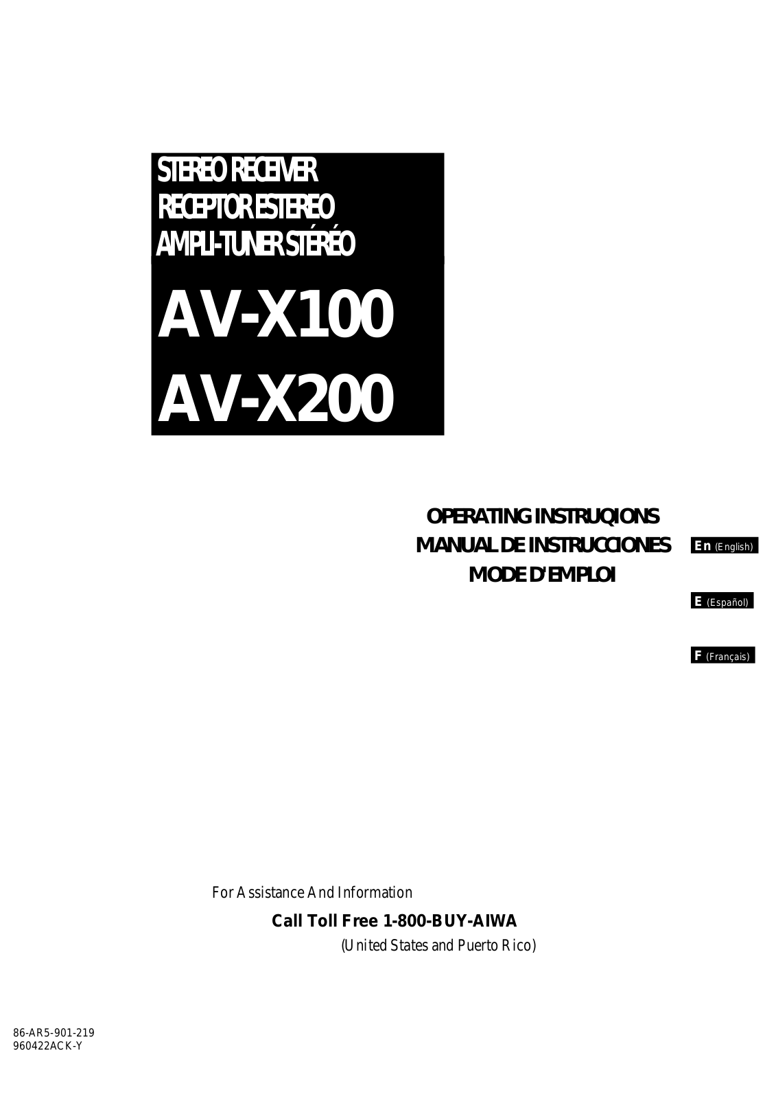 Aiwa AV-X200 User Manual